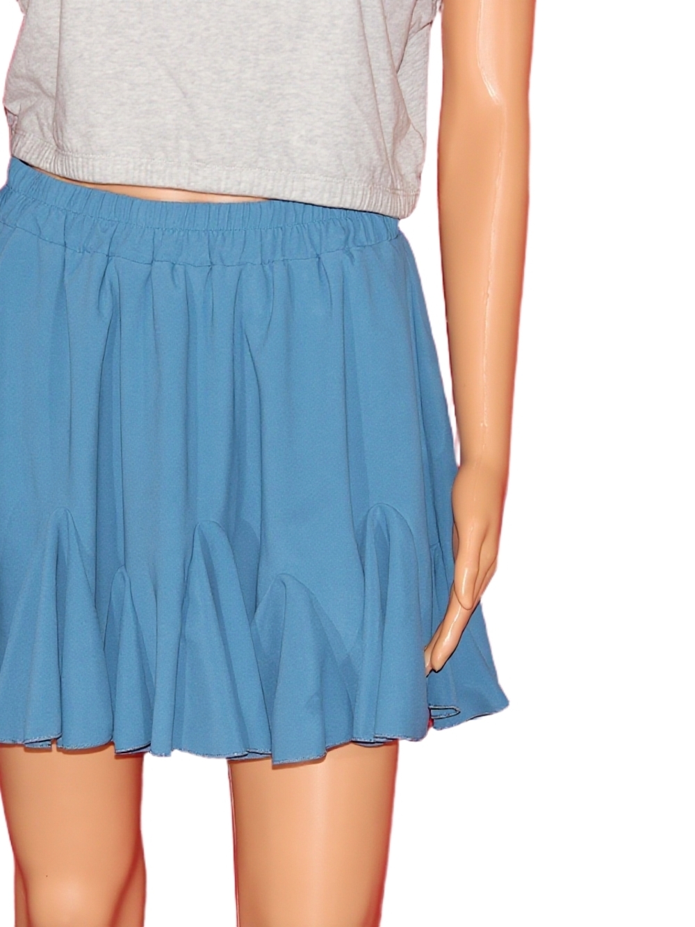 Sky Blue Mini Skirt with Flared Hem